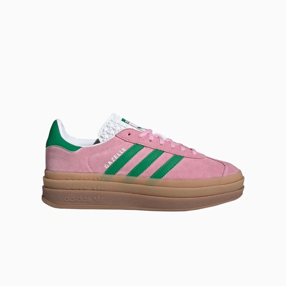 adidas Gazelle Bold Sneakers in Pink Suede with Green Stripes - Size 6 - Picture 12 of 15